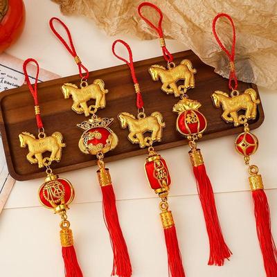 Chinese Zodiac Horse Lucky Pendant Car Hanging Ornament Collectibles Good Fortune Decoration Creative Home Decoration Gifts