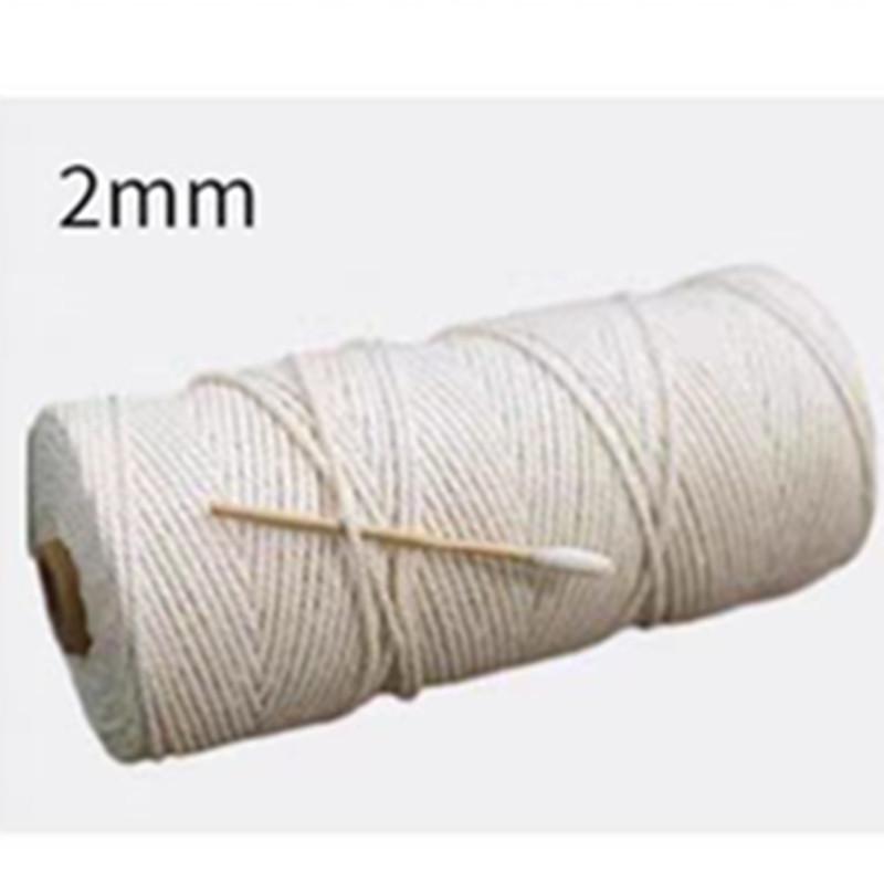White Four-Strand Braided Cotton Cord, Various Thicknesses for Decorative DIY Weaving