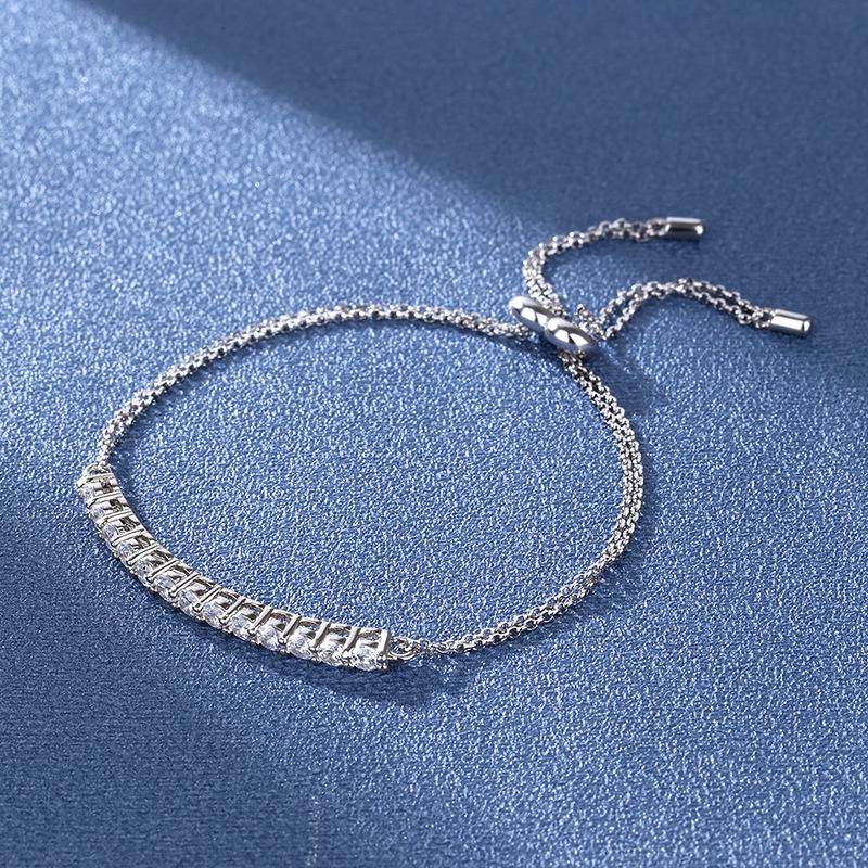 Pure Silver S925 Mosang Diamond Smiling Bracelet Heavy Industry Advanced Design D Color Diamond Waist Certificate
