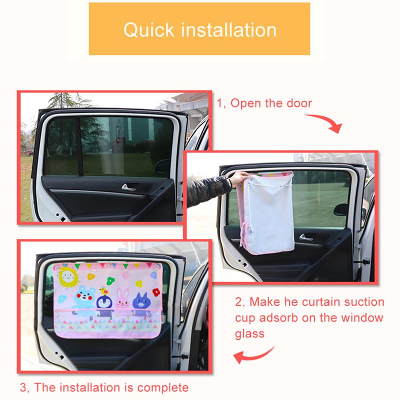 Cute Cartoon Animal Pattern Universal Car Side Window Sunshade Curtain Summer Adjustable Auto Windows Sun Visor Blinds Covers