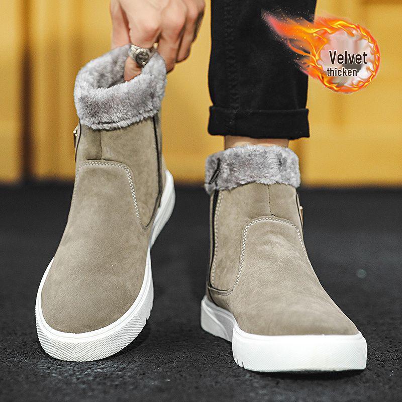 

Мужские зимние высокие сноубутсы, износостойкие и морозостойкие, на флисовой подкладке для тепла, повседневные уличные хлопковые ботинки. 43