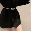 Stylish Rose Metallic Flower Accessory Elastic Waist Belt For Dresses Casual