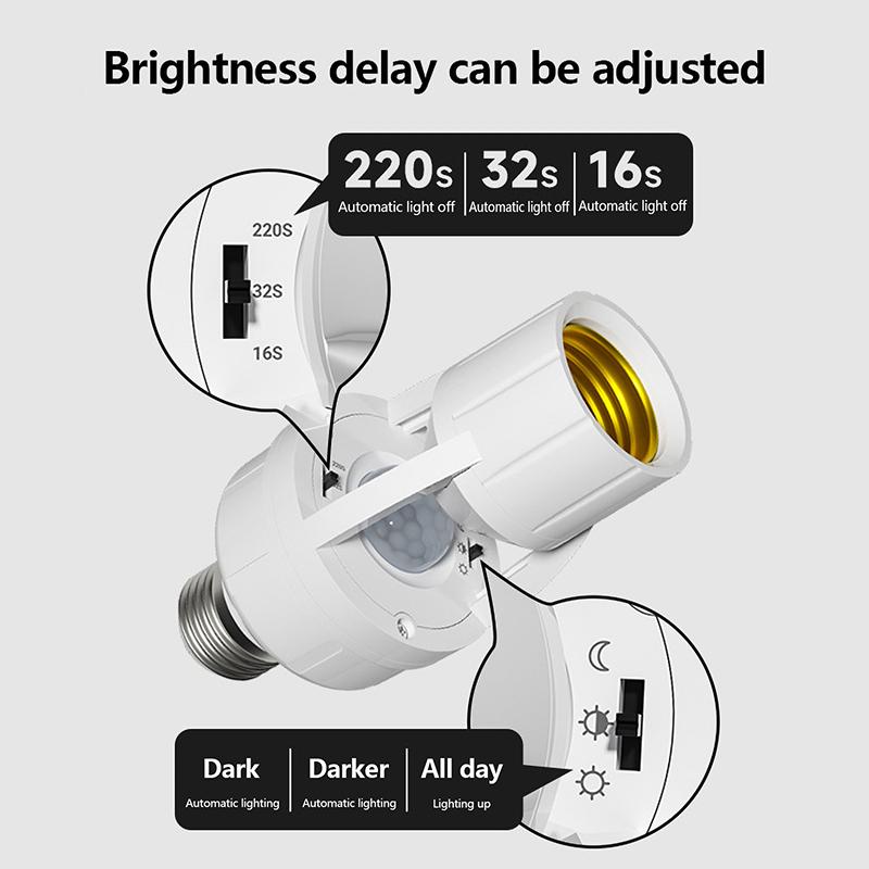 AC100-240V E27 Socket Converter With PIR Motion Sensor Ampoule LED E27 Lamp Base Intelligent Switch Light Bulb Lamp Holder