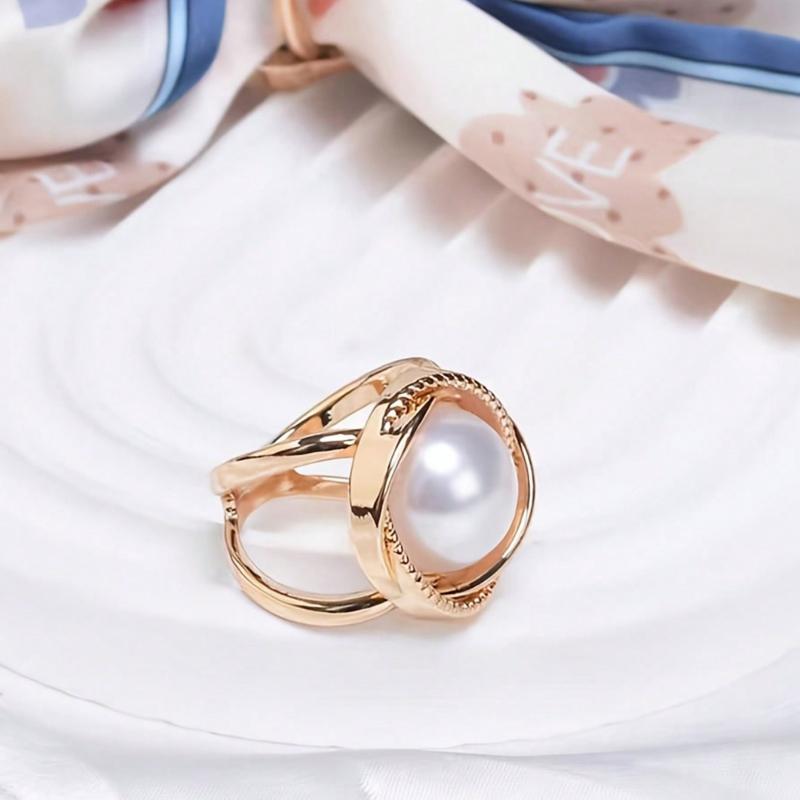 1PCS Ladies Fashion Gold Faux Pearl Silk Scarf Combination Buckle Corner Knot Ring Multi-Functional Scarf Fixed Buckle Women Brooch