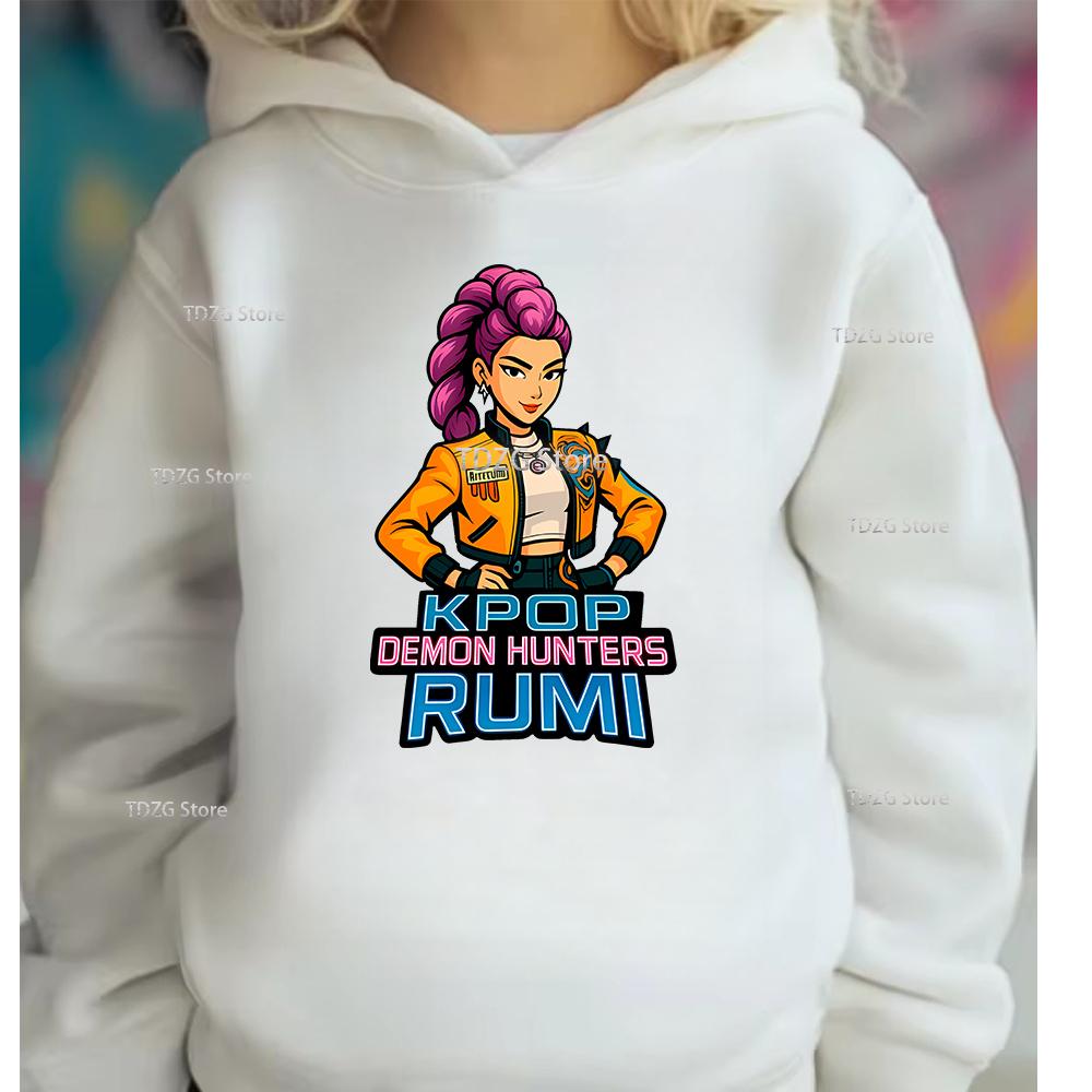 Autumn Single Girl Group KPop Demon Hunter Print Fashionable and Simple Sports Boy Girl Pullover Hoodie Children Clothing