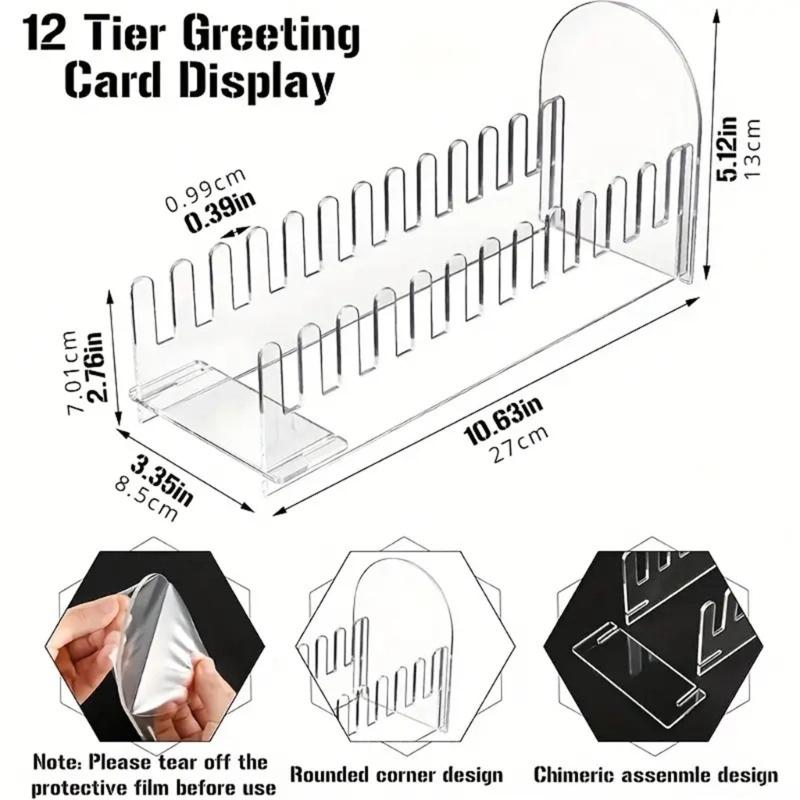 12 Layer Acrylic Greeting Card Display Stand Transparent Organizers For Home Office Decors And Holiday Showcases