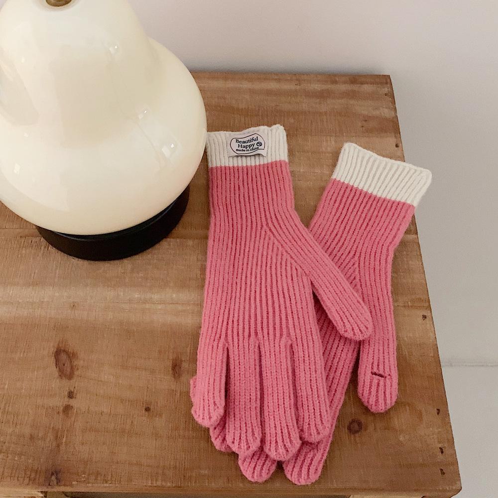 

Стильные вязаные перчатки без пальцев: Теплый, совместим с сенсорным экраном, идеально подходит для езды на велосипеде осенью и зимой розовый