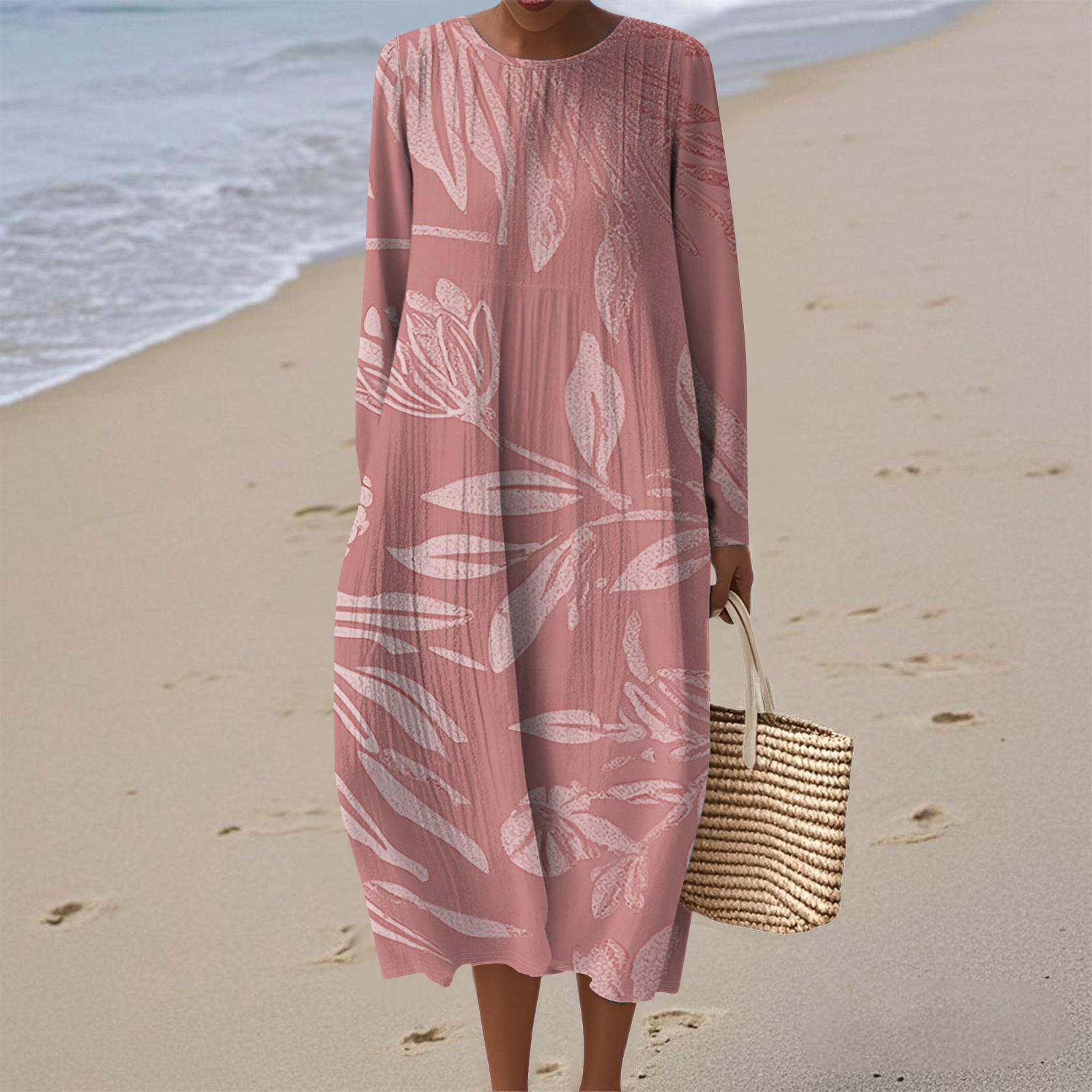 

Женское модное повседневное платье с длинными рукавами, круглым вырезом, цветочным принтом и застежкой-молнией S