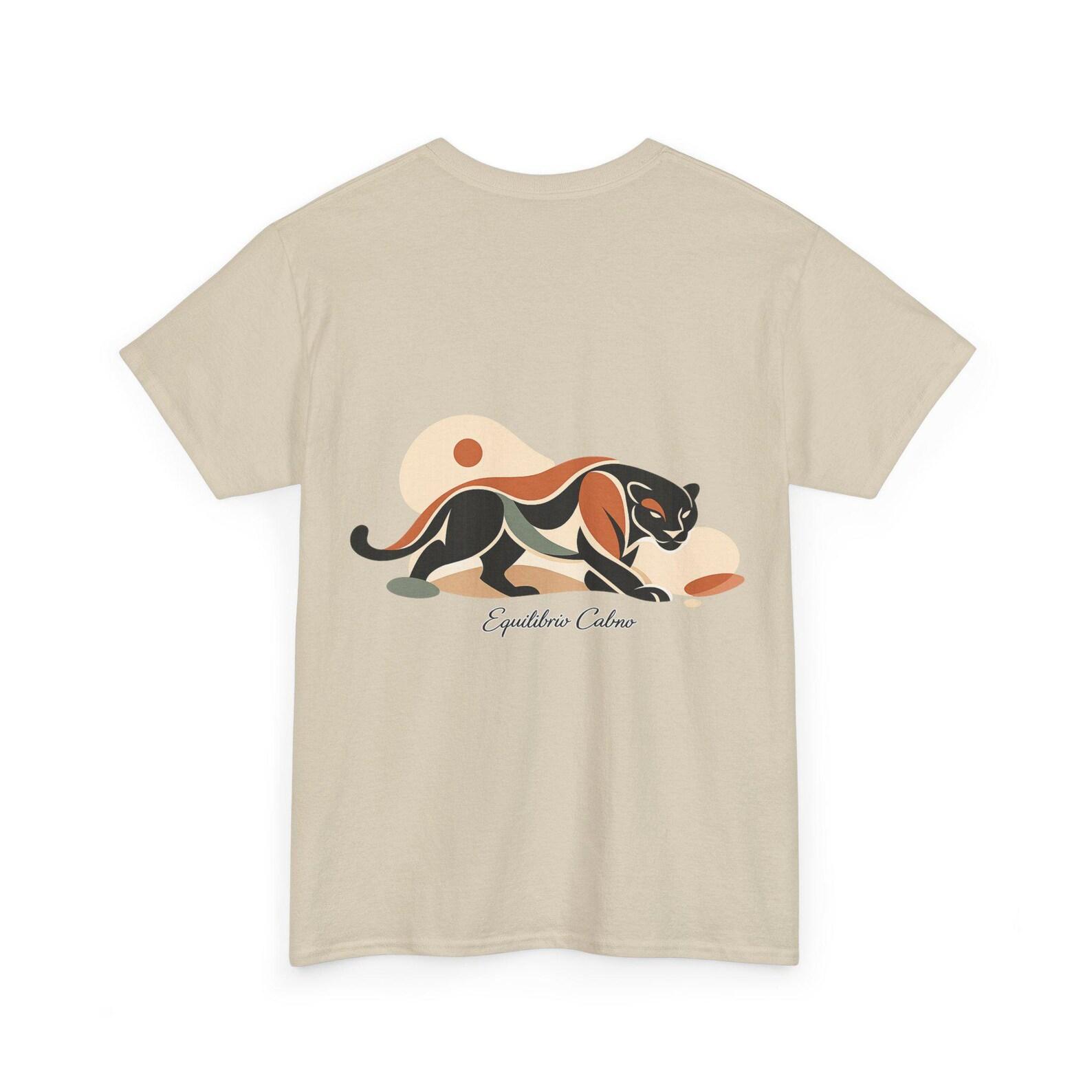 Abstract Panther Illustration Tee | Retro Sun, Earth Tones 3XL