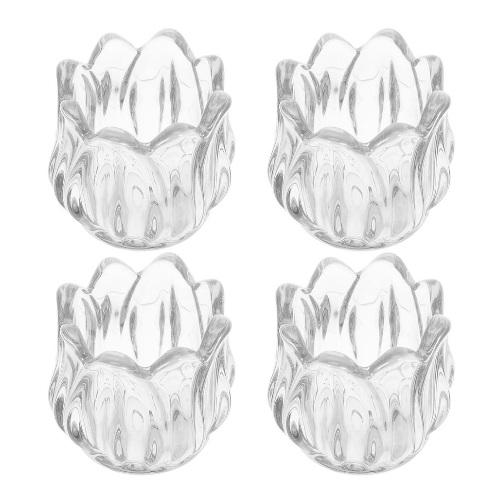 4Pcs Clear Glass Tulip Tealight Holders Elegant Votive Holder Set for Wedding Table Centerpiece Valentines