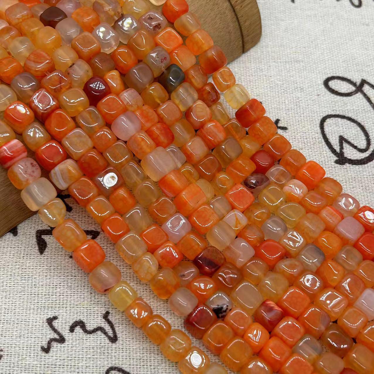 

Красочные бусины из агата в форме куба с рисунком дракона для самодельных украшений, бусины ручной работы Dragon Agate оранжевый
