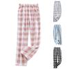 Women's Elastic Waist Plaid Fleece Pajama Pants Loose Fit Sleep Pants For Loungewear