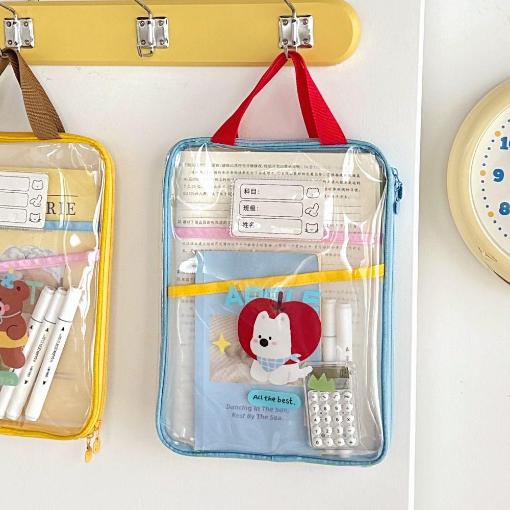 Transparent Cartoon File Bag Rabbit File Folder Bag Sorting Bag Test Paper Storage Bag  Kids