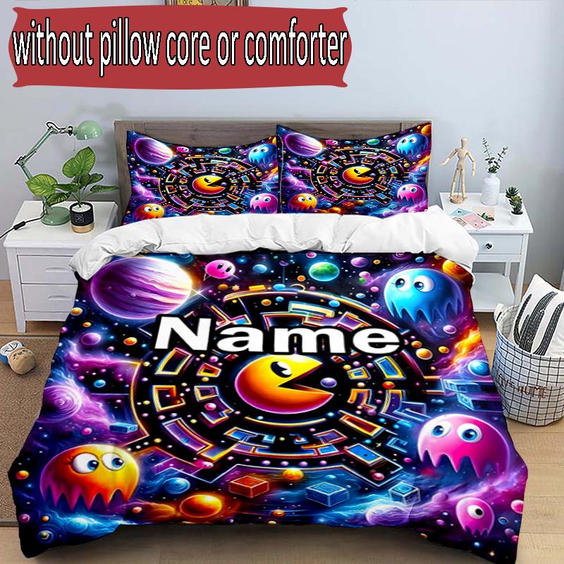 3pcs Duvet Cover Set (1*Duvet Cover + 2*Pillowcase, Without Core), Custom Name PAC Pattern Bedding Set, Home Bedroom Decor Gift