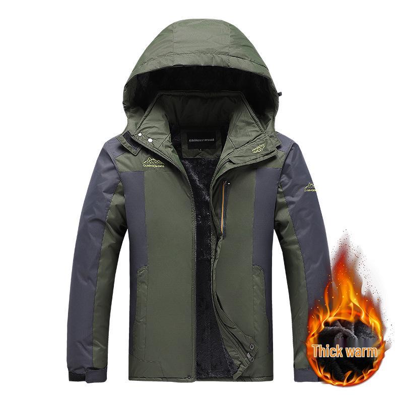Men's Winter Fleece-Lined Outdoor Coat: Windproof, Warm, Waterproof, Cold-Proof, Plus-Size