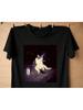 Funny Smoking Cat Meme T-Shirt - Black Shirt with Smoking Cat & Beer Design - Humorous Graphic Tee for Cat Lovers - Men's & Women's Casual Apparel - M