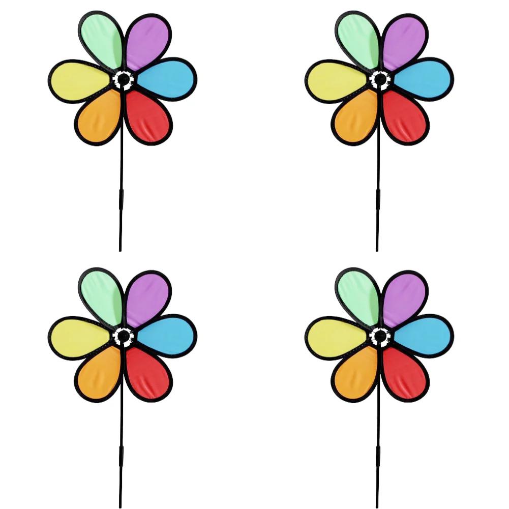 1-6PCS Flower Windmill Wind Spinner Colorful Creative Bird Scarer Outdoor Lawn Yard Flower Spinners Garden Decoration Kids Toy