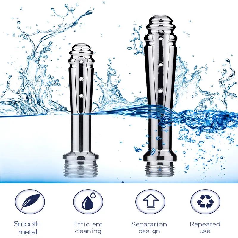 7 Löcher Seitenöffnung Dusche Einlauf Edelstahl Anal Dusche Reinigung Einlaufgerät Metall Analreiniger Buttplug Hahn Analsexspielzeug