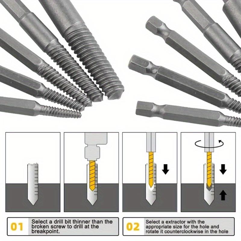 11pcs Hexagonal Handle Broken Head Screw Extractor 60mm Black Quick Release Electric Hexagonal Broken Thread Removal Tool Set
