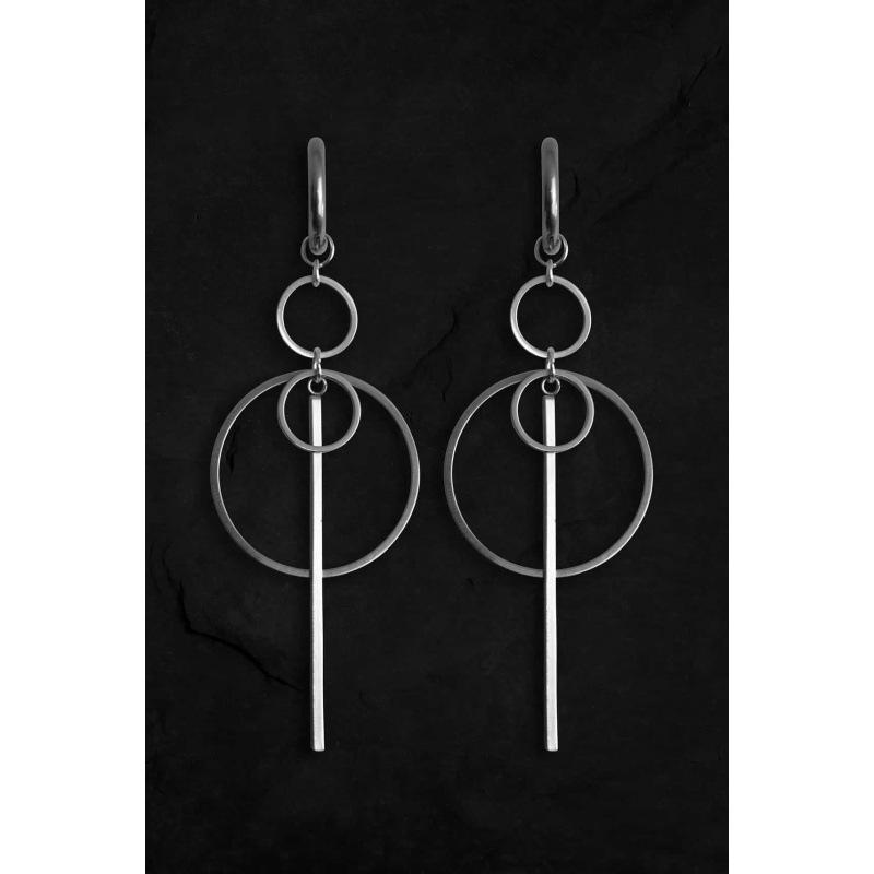 Gothic Punk Stainless Steel O-Ring Hoop Earrings - Bold Industrial Rock Style
