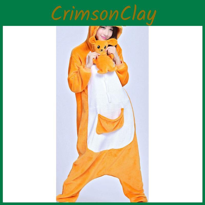 Klokan Kreslený Fleece Dětské Pyžamo s Kapucí Pro Zimní Pohodlí