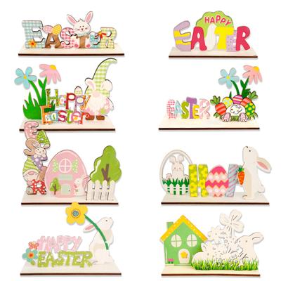 Wooden Easter Bunny Cute Home Ornaments Decorative Crafts
