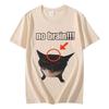 No Brain Funny Cat Graphic T Shirts Men's Women Fashion Oversized O-Neck T-shirts Casual Lightweight Breathable and Comfortable Clothes