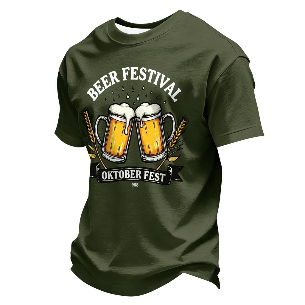 Men's Short Sleeve T Shirt Beer Festival Oktober Fest Graphic Tee Casual Comfortable Crew Neck Summer Top