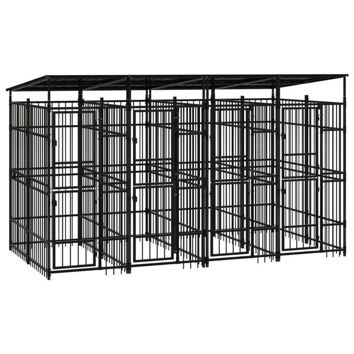 VidaXL Outdoor Kennel with Roof for Dogs Steel 7.37 M² Cage Enclosure 3097949