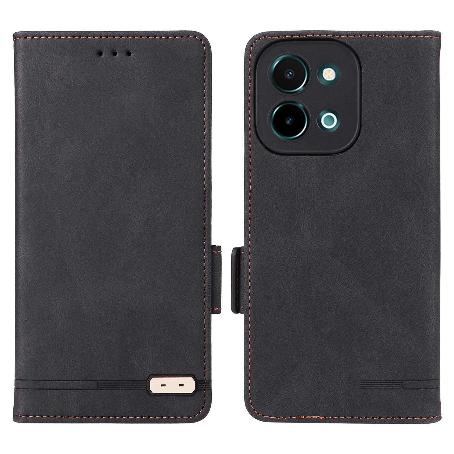 

For vivo Y28 4G Case Leather Wallet Phone Cover Hardware Decor A