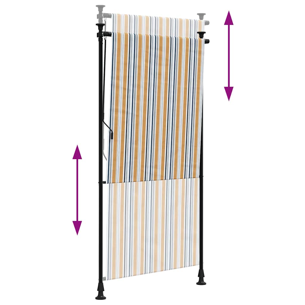 Vidaxl Roleta Zewnętrzna, Żółto-Biała, 100X270 Cm, Tkanina I Stal