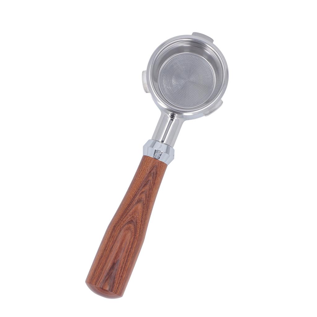 58mm Bodenloser Siebträger Massivholzgriff Edelstahlkorb Abnehmbar 3 Ohren Kaffee
