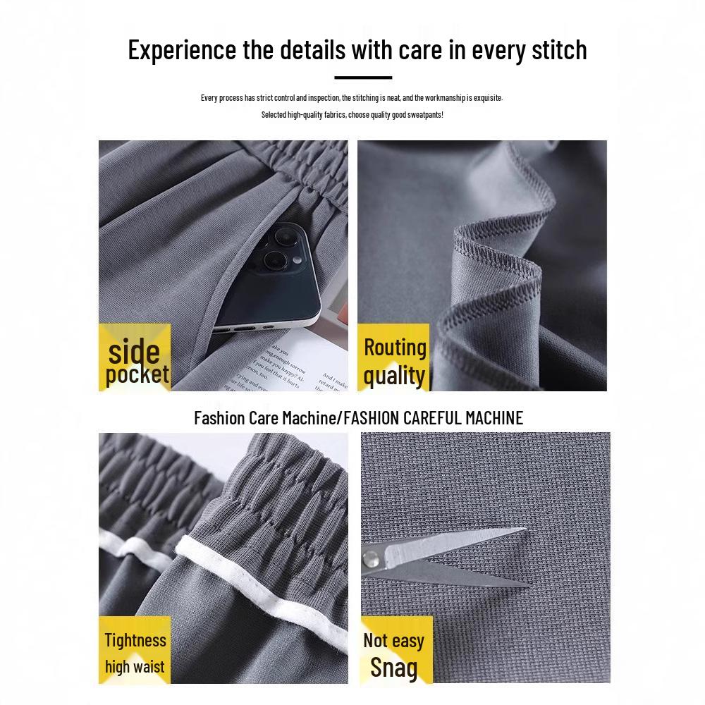 Gray Wide-Leg Sweatpants for Women - High-Waisted, Narrow Straight-Leg, Spring & Autumn 2025 Casual Style