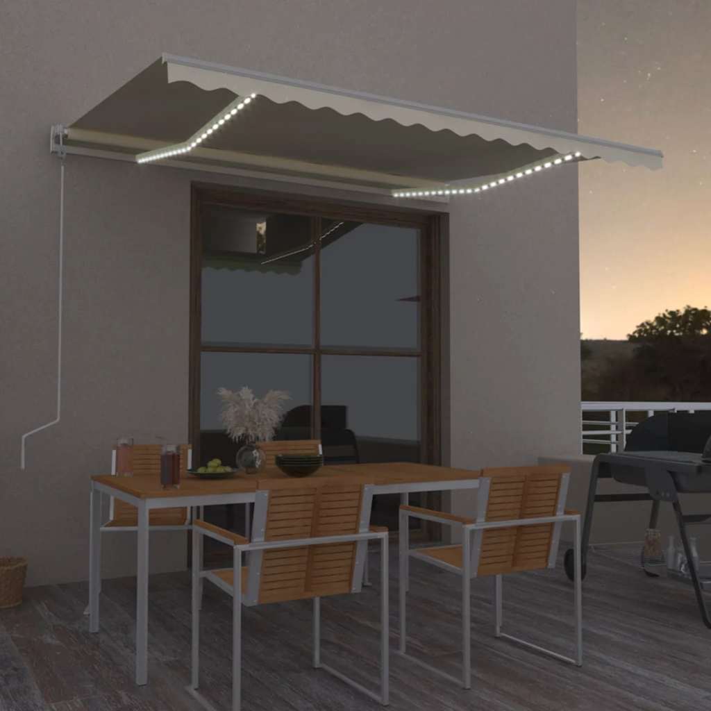 Automatic Awning with LED Lights & Wind Sensor 450 X 350 Cm Cream