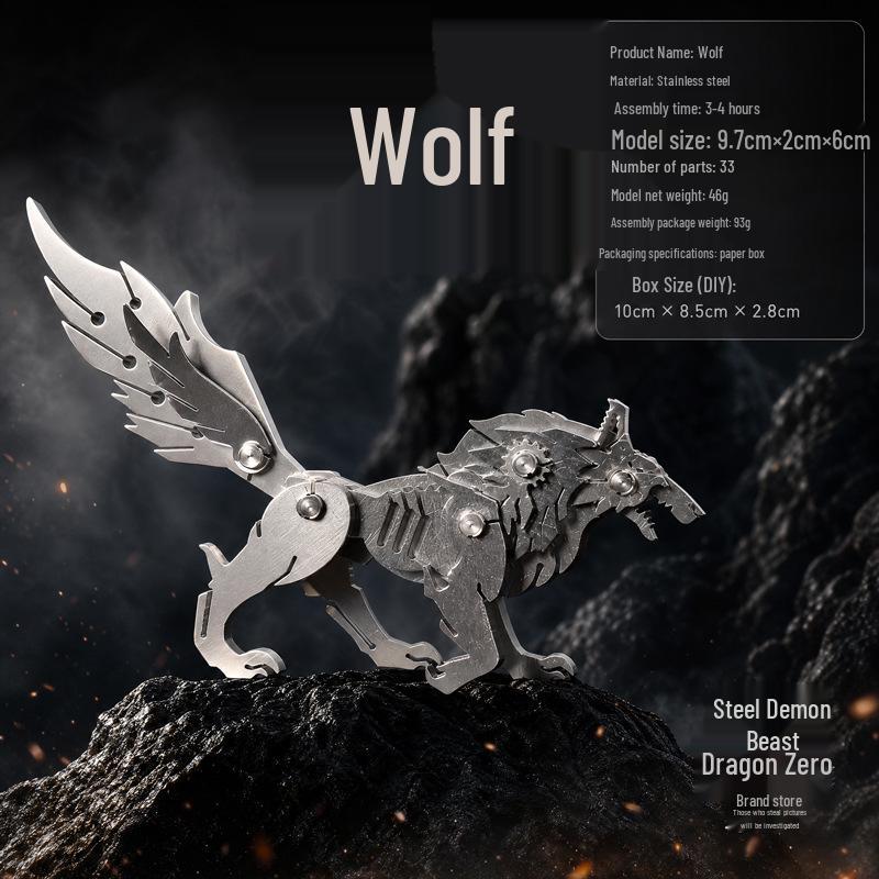 Genuine Steel Beast 3D Stereo Metal Divine Beast Assembly Model Ornament.