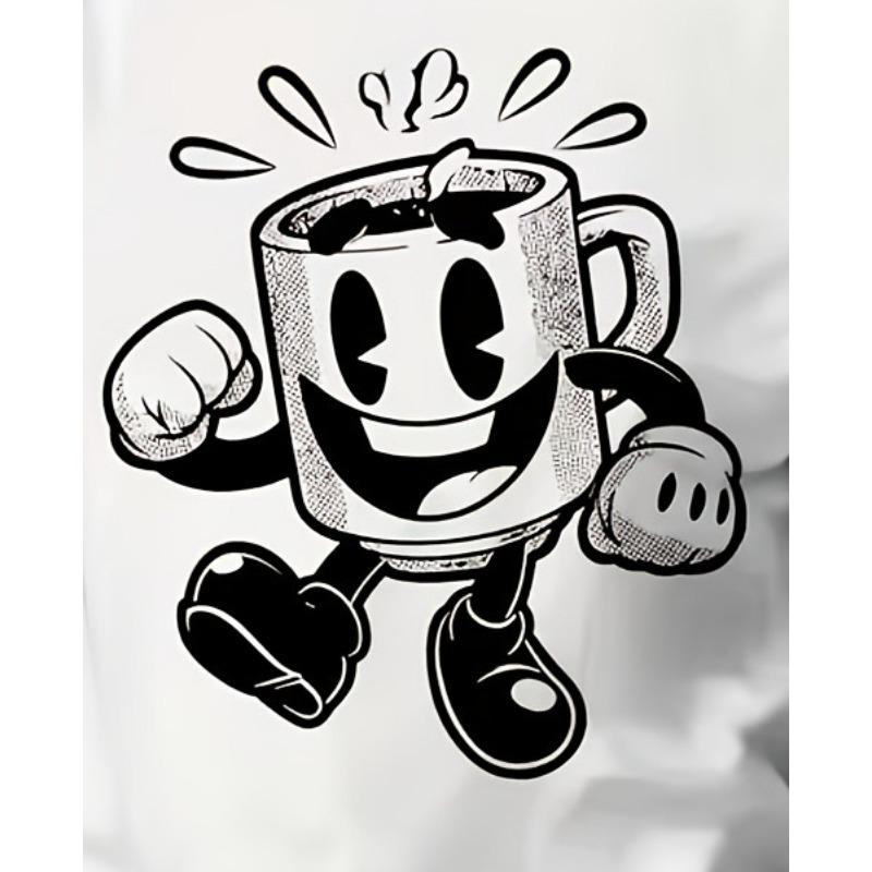 European Size Boys Round-neck Short-sleeved T-shirt with Cartoon Cup Pattern Print