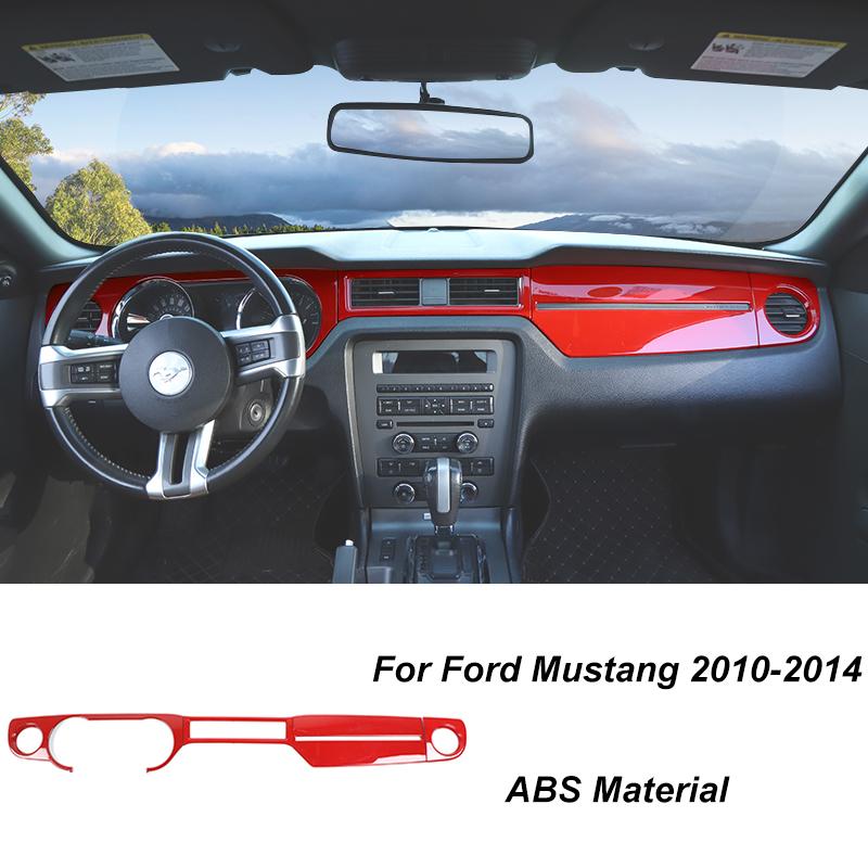 TESIN Car Red Interior Decoration Cover Stickers For Ford Mustang 2009 2010 2011 2012 2013 2014 Exterior Accessories Car