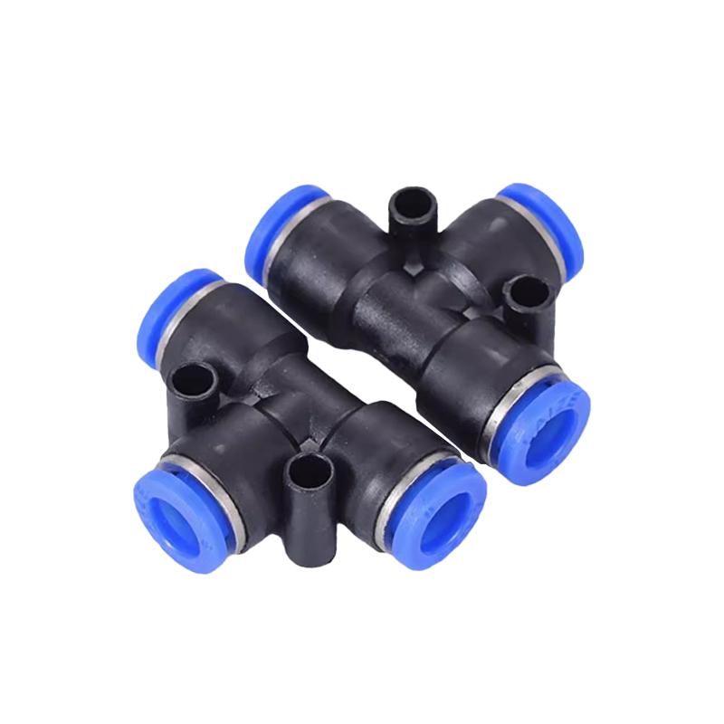 10PCS PE Air Connectors 4 6 8 10 12MM PEG Pneumatic Fitting Slip Lock Tee 3Way Plastic Pipe Water Hose Tube Quick Connector Fuel System Fittings7