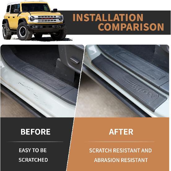 Door Sill Guard 4 PCS Set Ford Bronco Door Entry Guards Accessory, Anti Scratch Door Sill Protector Compatible For Ford Bronco 4 Door -2025 (Not For