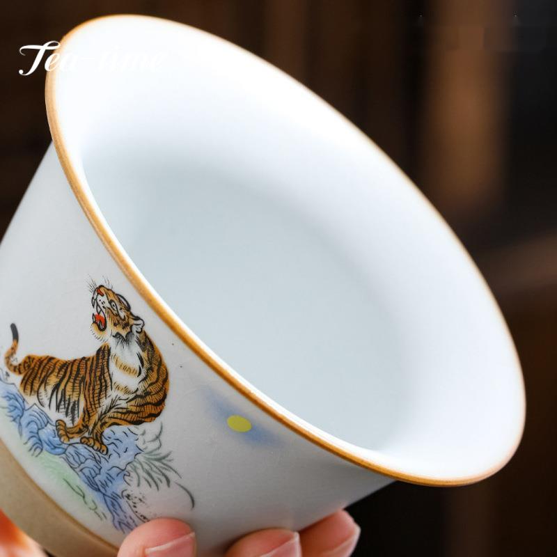 160 ml Retro Ru Porzellan Alaun Rot Gaiwan Keramik Suppenterrine mit Deckel Tee Terrine Teezubereitung Deckel Schüssel Cha Zubehör Dekoration