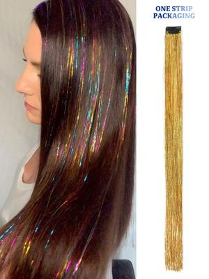 Extensão de peruca sintética 24 polegadas brilhante brilhante fio dourado BB clipe extensão de cabelo
