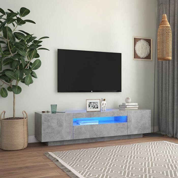 VidaXL Meuble TV avec Lumières LED, Armoire de Télévision, Meuble Télé de Salon, Armoire Basse Salle de Séjour Intérieur, 804431