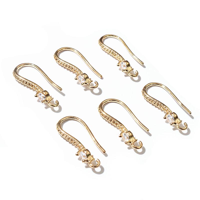 10pcs 19x8mm with Zircon Earring Hooks Wires Brass Material DIY Jewelry Making Earrings Accessories Handmade Findings
