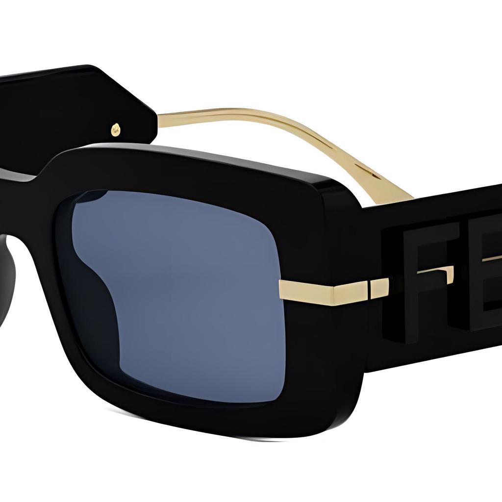 Fendi Logo Rectangular Sunglasses Women Sunglasses Black FE40133I