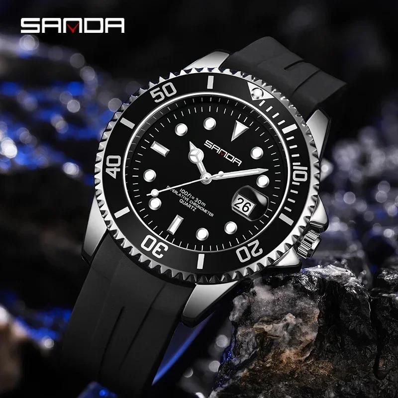 SANDA 7018 Clock Men Relogio Masculino Sell Men Quatrz Watch Sport Mens Watches Top Brand Luxury Waterproof Silicone Quartz