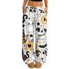 Women's Halloween Print Loose Fit Drawstring Waist Wide Leg Pants for Casual Daily Wear