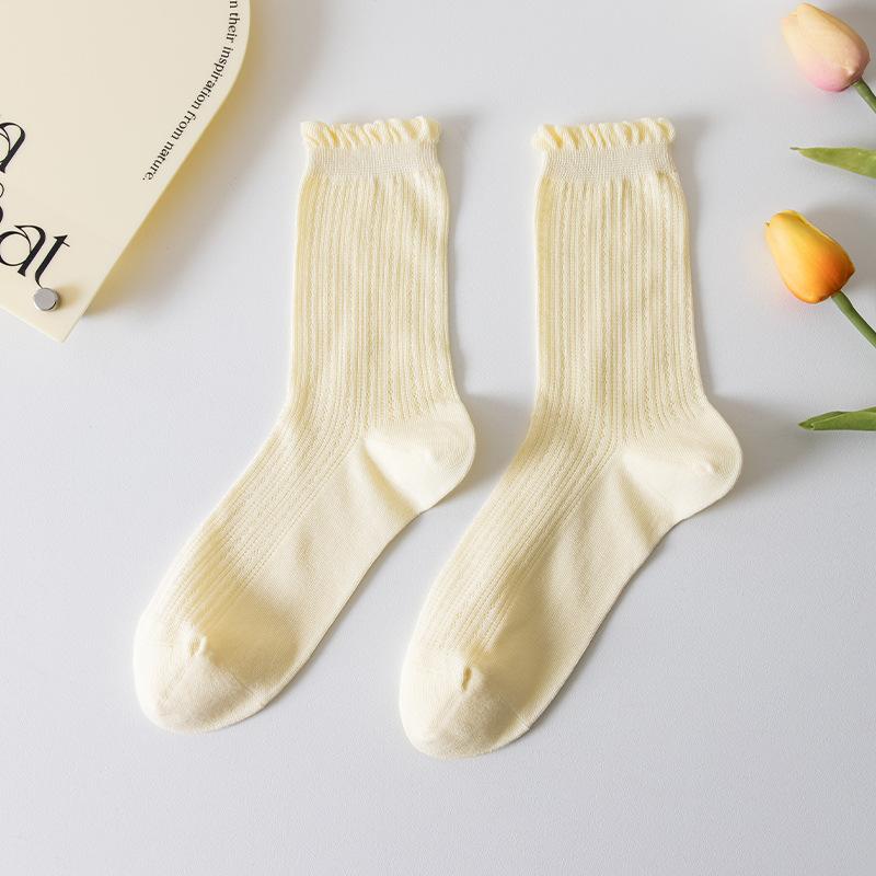Female Spring and Summer Thin Cotton Ear Side In The Tube Ice Ice Pile Socks