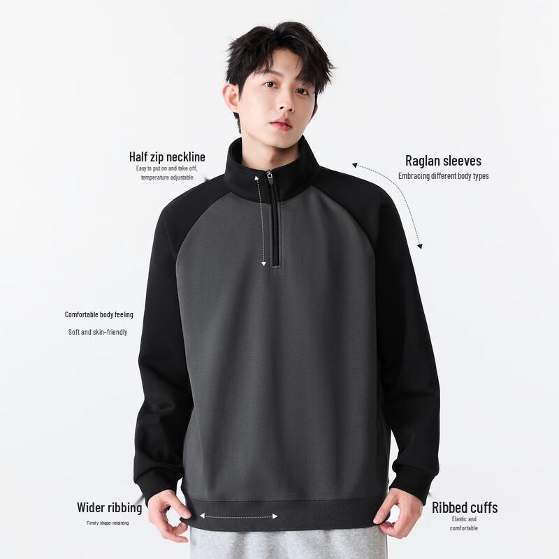 MINISO Men's Casual Half-Zip Pullover Sweatshirt