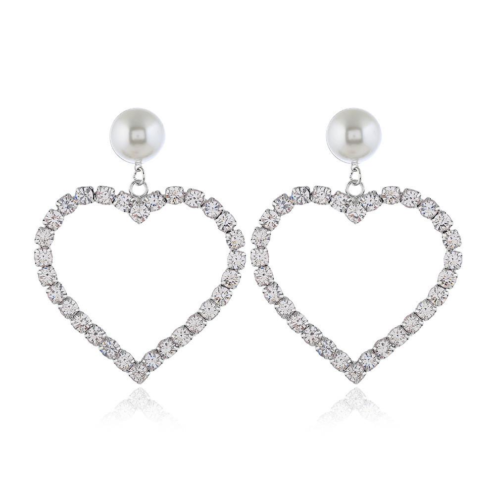 Fashionable Silver Water Crystal Heart Earrings For Women Spring Collection