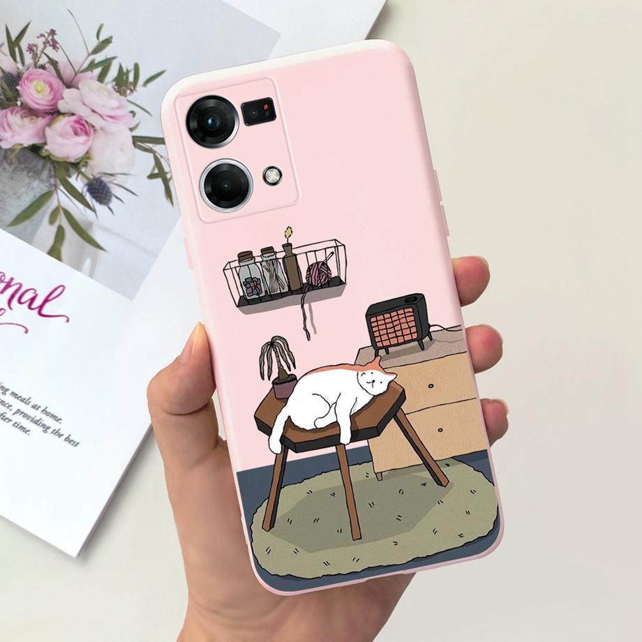 For Cover Reno 7 4G Case Shockproof Soft Silicone Phone Cases For OPPO Reno 7 Global CPH2363 Reno7 4G Back Cover Fashion Cat